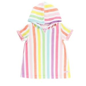 RuffleButts rainbow stripe hoodie Cover-up tunic 18-24M